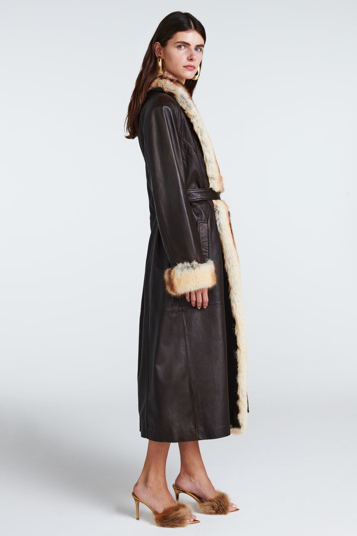 Freya Leather and Faux Fur Coat