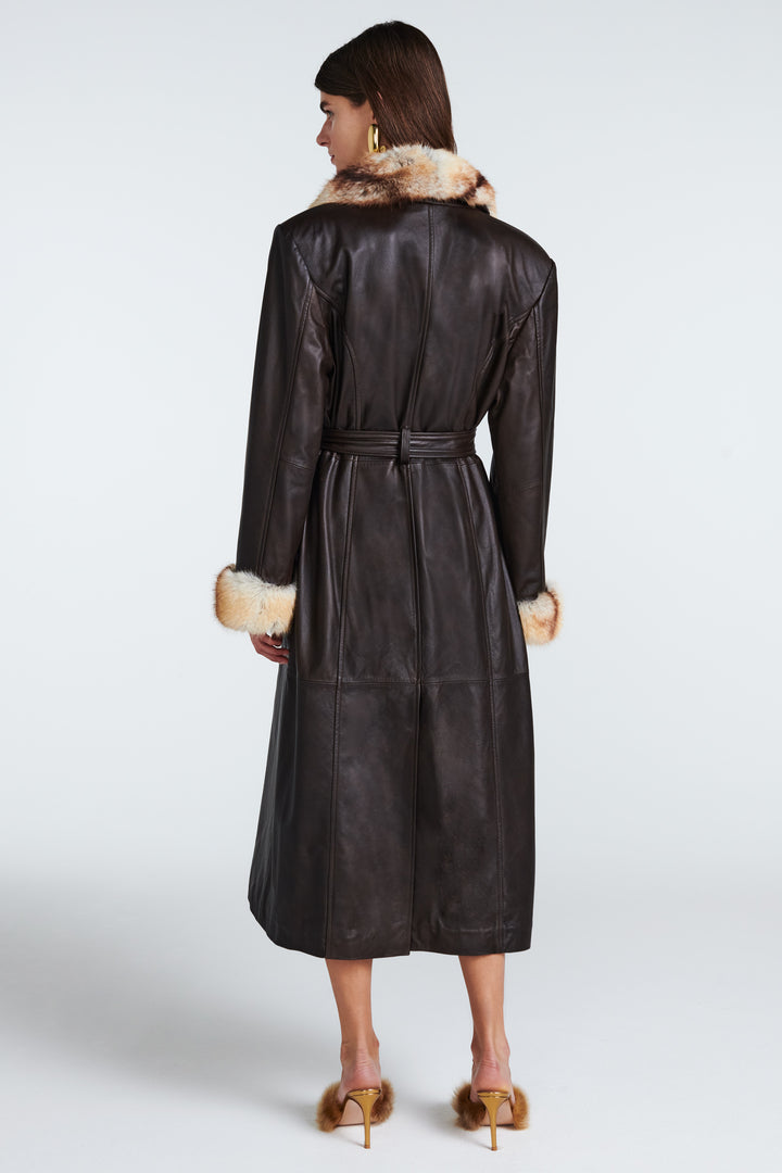 Freya Leather and Faux Fur Coat