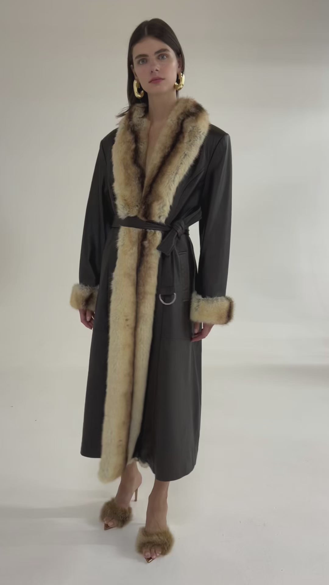 Freya Leather and Faux Fur Coat