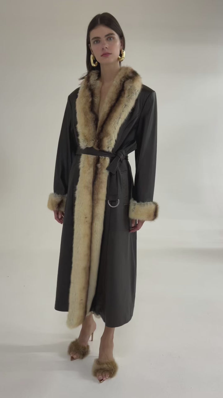 Freya Leather and Faux Fur Coat