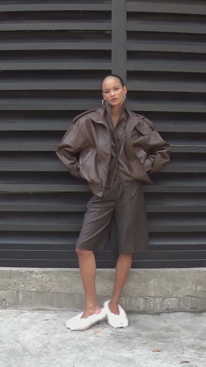 Fiona Leather Bomber