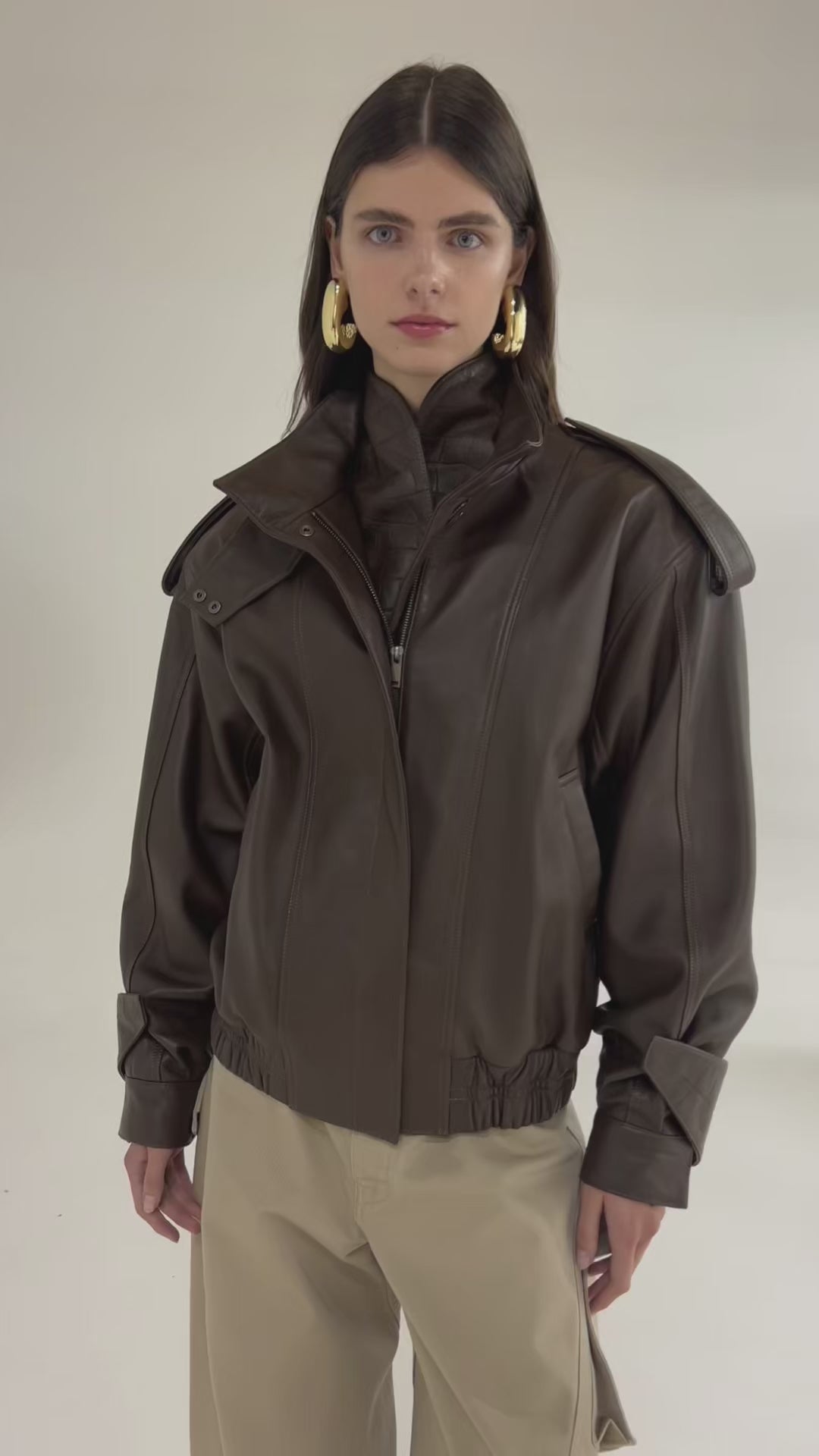 Fiona Leather Bomber